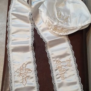 Infant Baptism Satin Hat & Sash